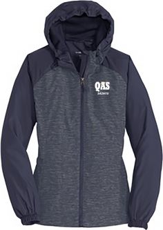 Sport-Tek Ladies Hooded Wind Jacket, True Navy Heather/ True Navy